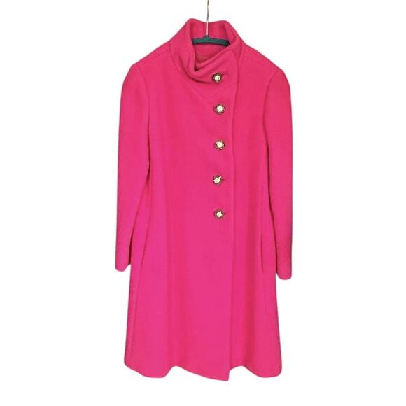 Vintage Hot Pink Wool Coat Original Buttons Mod Union Made USA 60s Simonelli - Picture 2 of 13